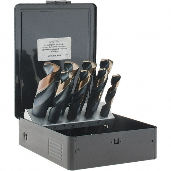 Norseman Drill & Tool 61660 Drill Bit Set Reduced Shank Drill Bits, 8 Pc, 1" Drill Bit Size, 135 &deg, High Speed Steel