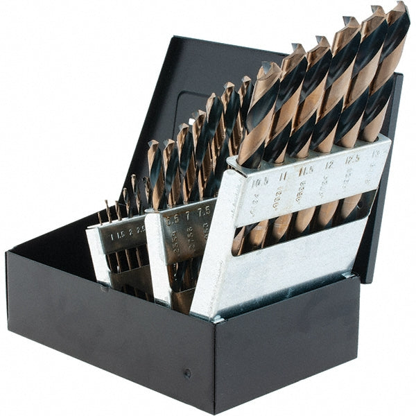 Norseman Drill & Tool 58660 Drill Bit Set Jobber Length Drill Bits, 25 Pc, 1 mm to 13 mm Drill Bit Size, 135 °, High Speed Steel
