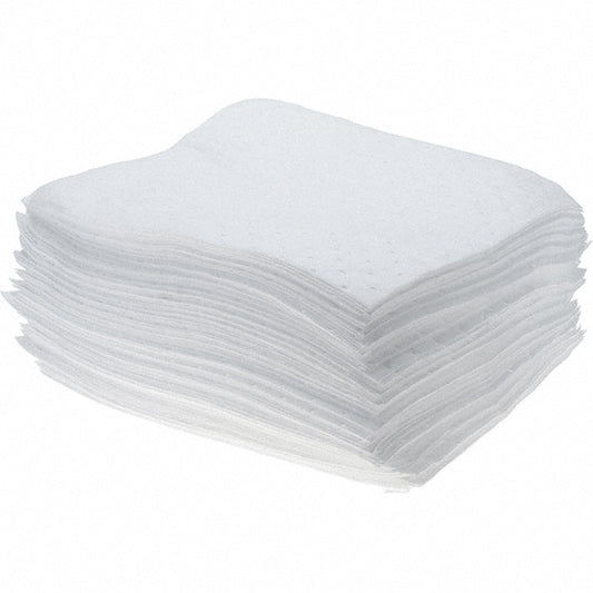 Brady SPC Sorbents OILLWPAD Sorbent Pad Oil Only Use, 15" Wide, 18" Long, 15.5 gal, White