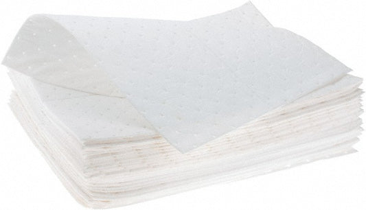 Brady SPC Sorbents OP100 Sorbent Pad Oil Only Use, 15" Wide, 19" Long, 30 gal, White