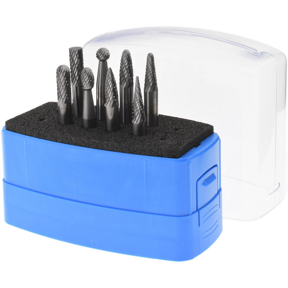 Mastercut Tool Corp. SETCCSG1-2 8 Pc Double Cut Burr Set with Ball, Cone, Cylinder, Cylinder w/Rad End, Oval, Taper, Tree w/Pointed End, Tree w/Rad End