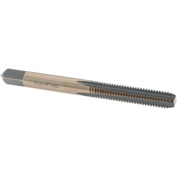 Import BDNA-20786 Straight Flute Tap #12-28 UNF, 4 Flutes, Bottoming, High Speed Steel, Gold/Oxide Coated
