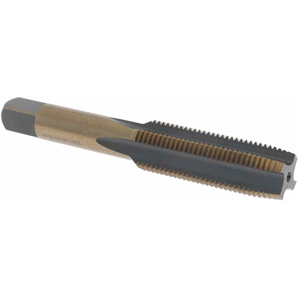 Import BDNA-20777 Straight Flute Tap 9/16-18 UNF, 4 Flutes, Taper, High Speed Steel, Gold/Oxide Coated