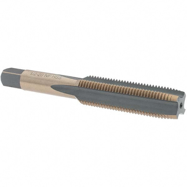Import BDNA-20776 Straight Flute Tap 1/2-20 UNF, 4 Flutes, Taper, High Speed Steel, Gold/Oxide Coated
