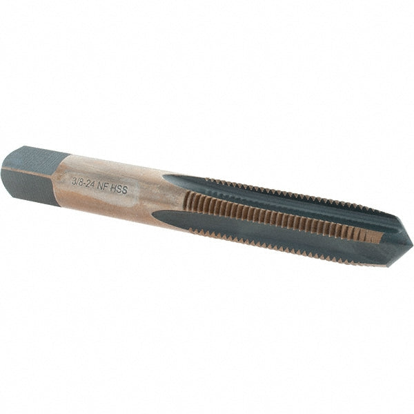 Import BDNA-20774 Straight Flute Tap 3/8-24 UNF, 4 Flute, Taper Chamfer, High-Speed Steel, Gold & Oxide Finish