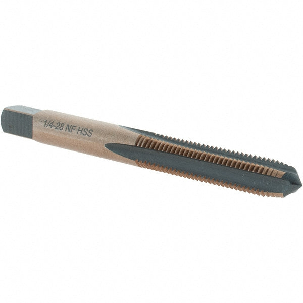 Import BDNA-20772 Straight Flute Tap 1/4-28 UNF, 4 Flutes, Taper, High Speed Steel, Gold/Oxide Coated