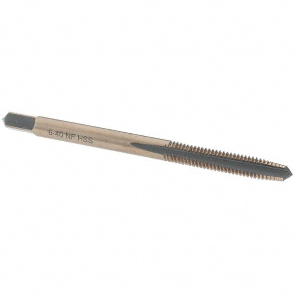 Import BDNA-20768 Straight Flute Tap #6-40 UNF, 3 Flutes, Taper, High Speed Steel, Gold/Oxide Coated