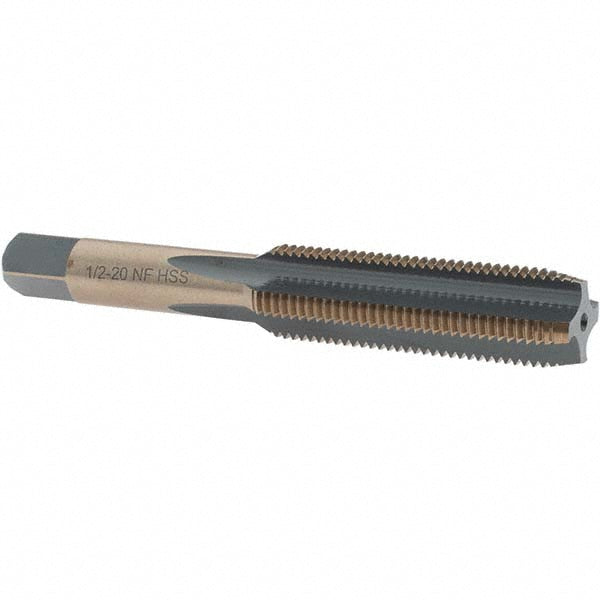 Import BDNA-20760 Straight Flute Tap 1/2-20 UNF, 4 Flutes, Plug, High Speed Steel, Gold/Oxide Coated