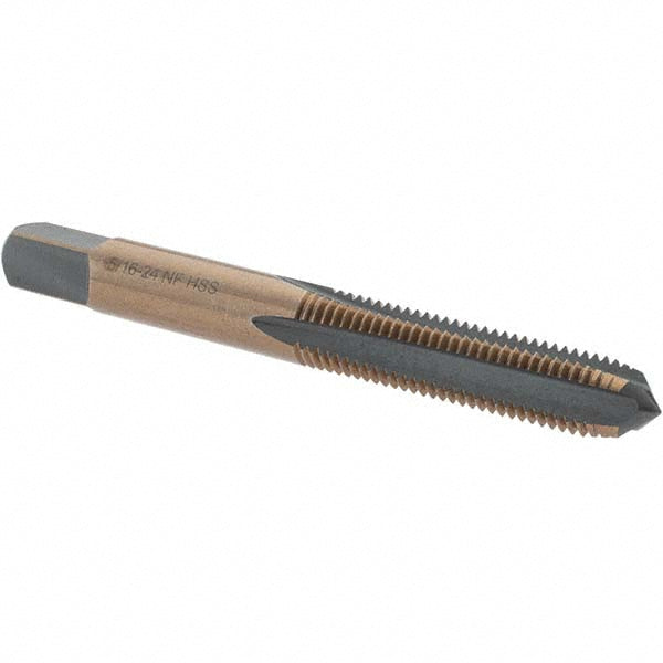 Import BDNA-20757 Straight Flute Tap 5/16-24 UNF, 4 Flutes, Plug, High Speed Steel, Gold/Oxide Coated