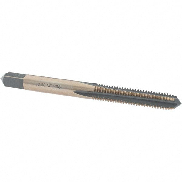 Import BDNA-20755 Straight Flute Tap #12-28 UNF, 4 Flutes, Plug, High Speed Steel, Gold/Oxide Coated