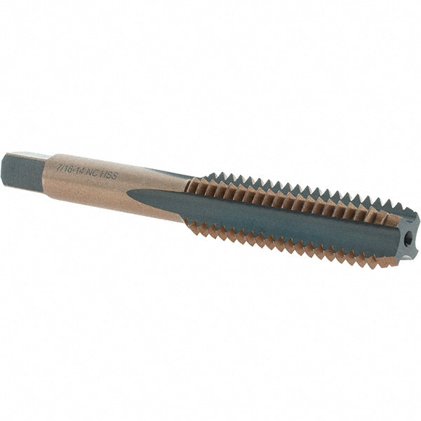 Import BDNA-20740 Straight Flute Tap 7/16-14 UNC, 4 Flutes, Bottoming, High Speed Steel, Gold/Oxide Coated