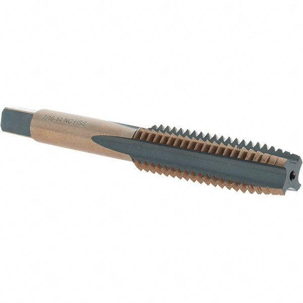 Import BDNA-20725 Straight Flute Tap 7/16-14 UNC, 4 Flutes, Taper, High Speed Steel, Gold/Oxide Coated