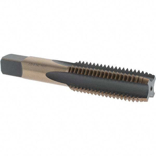 Import BDNA-20714 Straight Flute Tap 7/8-9 UNC, 4 Flutes, Plug, High Speed Steel, Gold/Oxide Coated