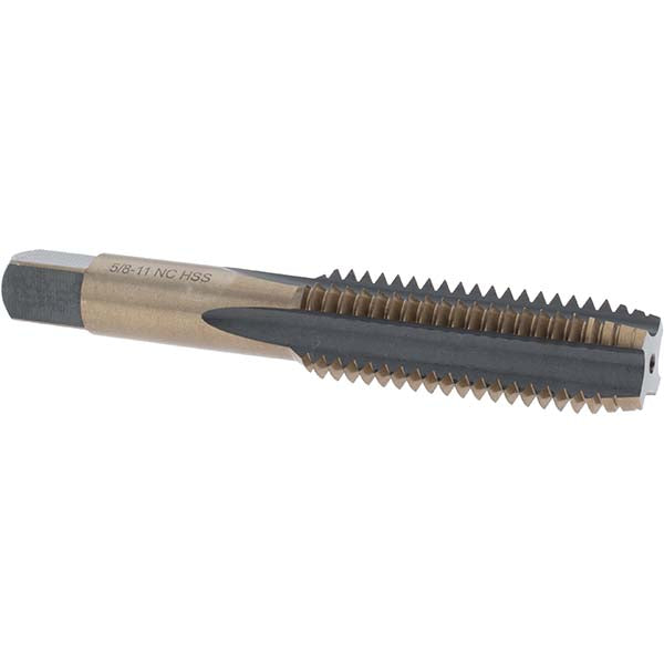Import BDNA-20712 Straight Flute Tap 5/8-11 UNC, 4 Flutes, Plug, High Speed Steel, Gold/Oxide Coated