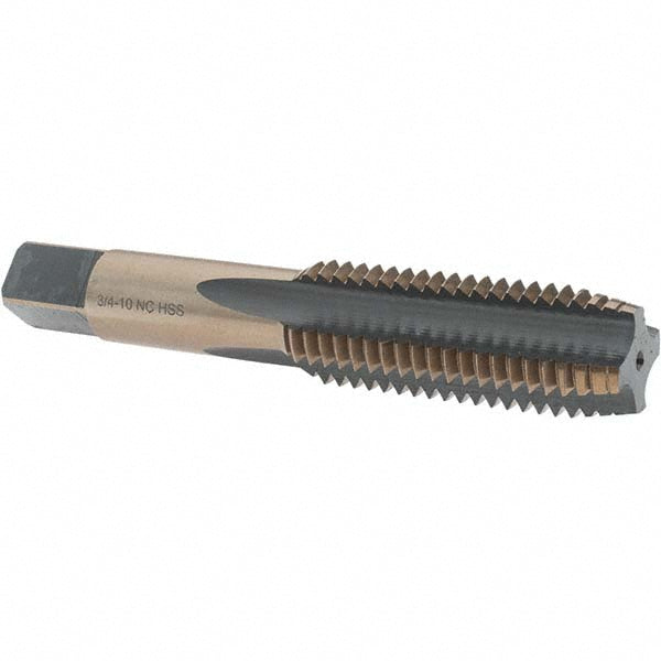 Import BDNA-20713 Straight Flute Tap 3/4-10 UNC, 4 Flutes, Plug, High Speed Steel, Gold/Oxide Coated
