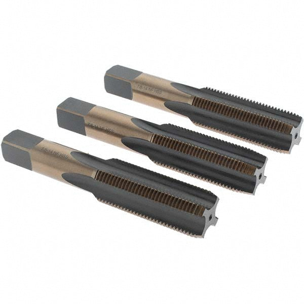 Import BDNA-20695 Tap Set 7/8-14 UNF, 4 Flute, Bottoming Plug & Taper, High Speed Steel, Gold & Oxide Finish