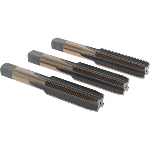 Import BDNA-20691 Tap Set 5/8-18 UNF, 4 Flute, Bottoming Plug & Taper, High Speed Steel, Gold & Oxide Finish
