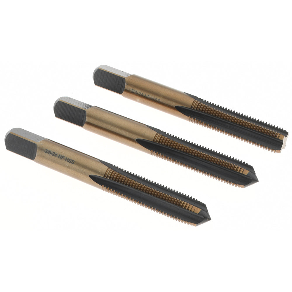 Import BDNA-20683 Tap Set 3/8-24 UNF, 4 Flute, Bottoming Plug & Taper, High Speed Steel, Gold & Oxide Finish
