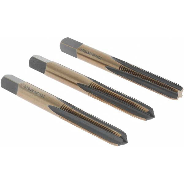 Import BDNA-20681 Tap Set 5/16-24 UNF, 4 Flute, Bottoming Plug & Taper, High Speed Steel, Gold & Oxide Finish