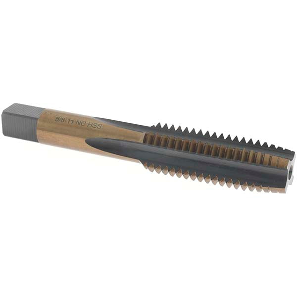 Import BDNA-20728 Straight Flute Tap 5/8-11 UNC, 4 Flutes, Taper, High Speed Steel, Gold/Oxide Coated