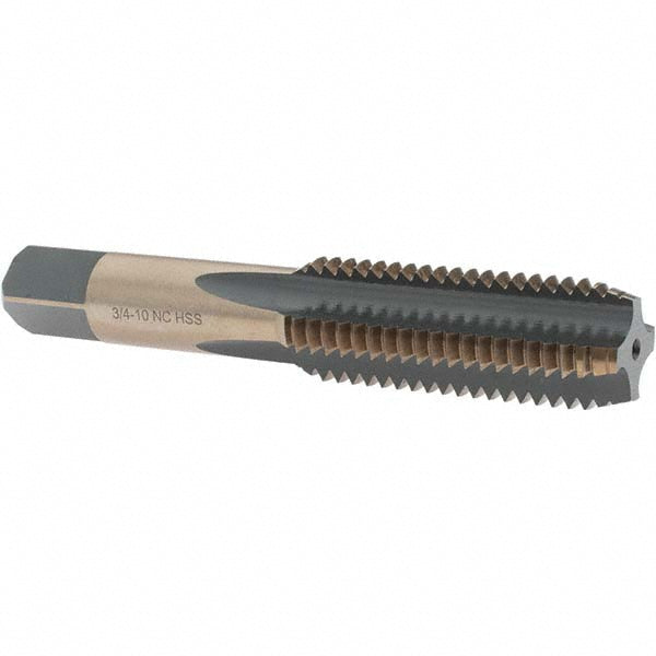 Import BDNA-20744 Straight Flute Tap 3/4-10 UNC, 4 Flutes, Bottoming, High Speed Steel, Gold/Oxide Coated