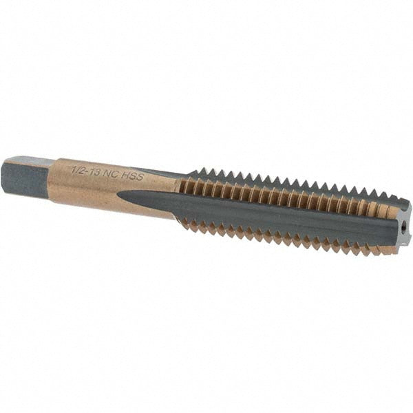 Import BDNA-20710 Straight Flute Tap 1/2-13 UNC, 4 Flutes, Plug, High Speed Steel, Gold/Oxide Coated