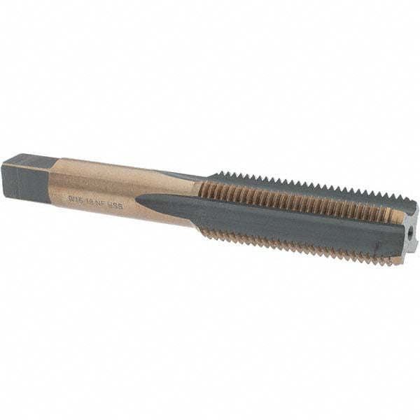 Import BDNA-20792 Straight Flute Tap 9/16-18 UNF, 4 Flute, Bottoming Chamfer, High-Speed Steel, Gold & Oxide Finish
