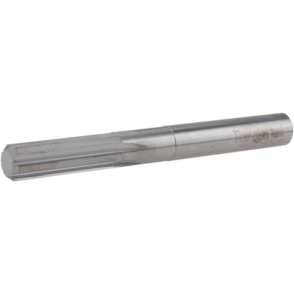 Hertel 45676806 Chucking Reamer 0.4390" Dia, 4" OAL, 1-3/8" Flute Length, Straight Flute, Straight-Cylindrical Shank, Solid Carbide