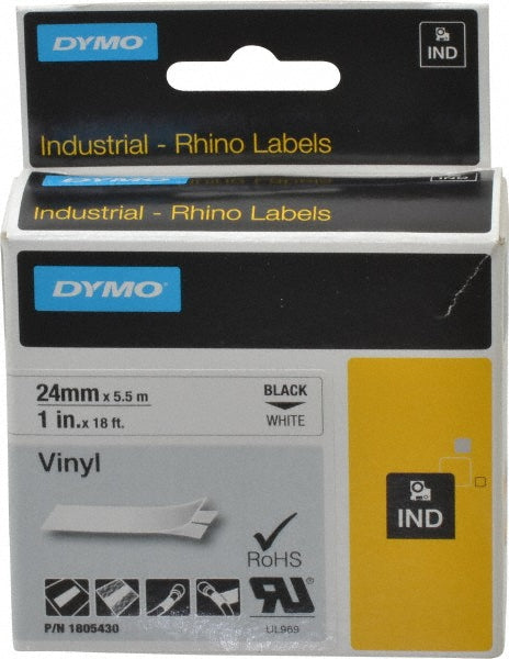 Dymo 1805430 Label Maker Label White, Vinyl, 216" OAL, 1" OAW
