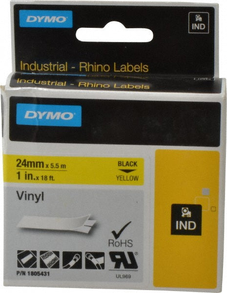 Dymo 1805431 Label Maker Label Yellow, Vinyl, 216" OAL, 1" OAW