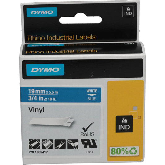 Dymo 1805417 Label Maker Label Blue, Vinyl, 216" OAL, 3/4" OAW