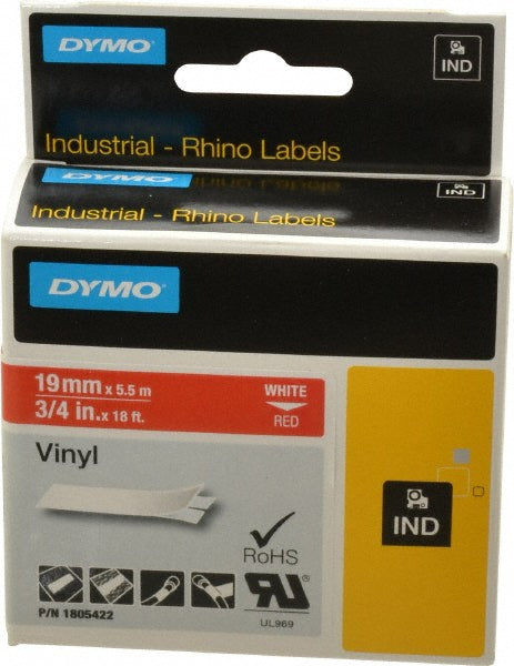 Dymo 1805422 Label Maker Label Red, Vinyl, 216" OAL, 3/4" OAW