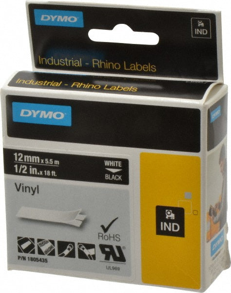 Dymo 1805435 Label Maker Label Black, Vinyl, 216" OAL, 1/2" OAW