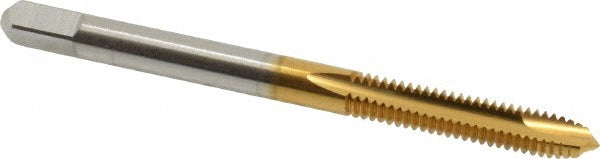 Cleveland C55303 Spiral Point Tap #8-32, UNC, 2 Flutes, Plug, 2B, High Speed Steel, TiN Finish