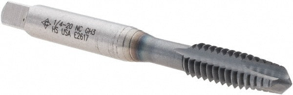 Cleveland C55386 Spiral Point Tap 1/4-20, UNF, 3 Flutes, Plug, 2B, High Speed Steel, TiCN Finish