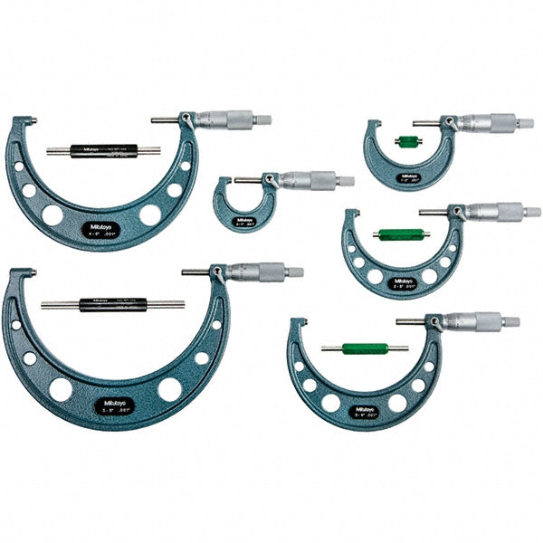 Mitutoyo 103-904-10 Mechanical Outside Micrometer Set 13 Pc, 0 to 6" Measurement