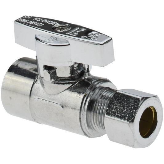 Value Collection 191-222HC FIP 3/8 Inlet, 125 Max psi, Chrome Finish, Brass Water Supply Stop Valve