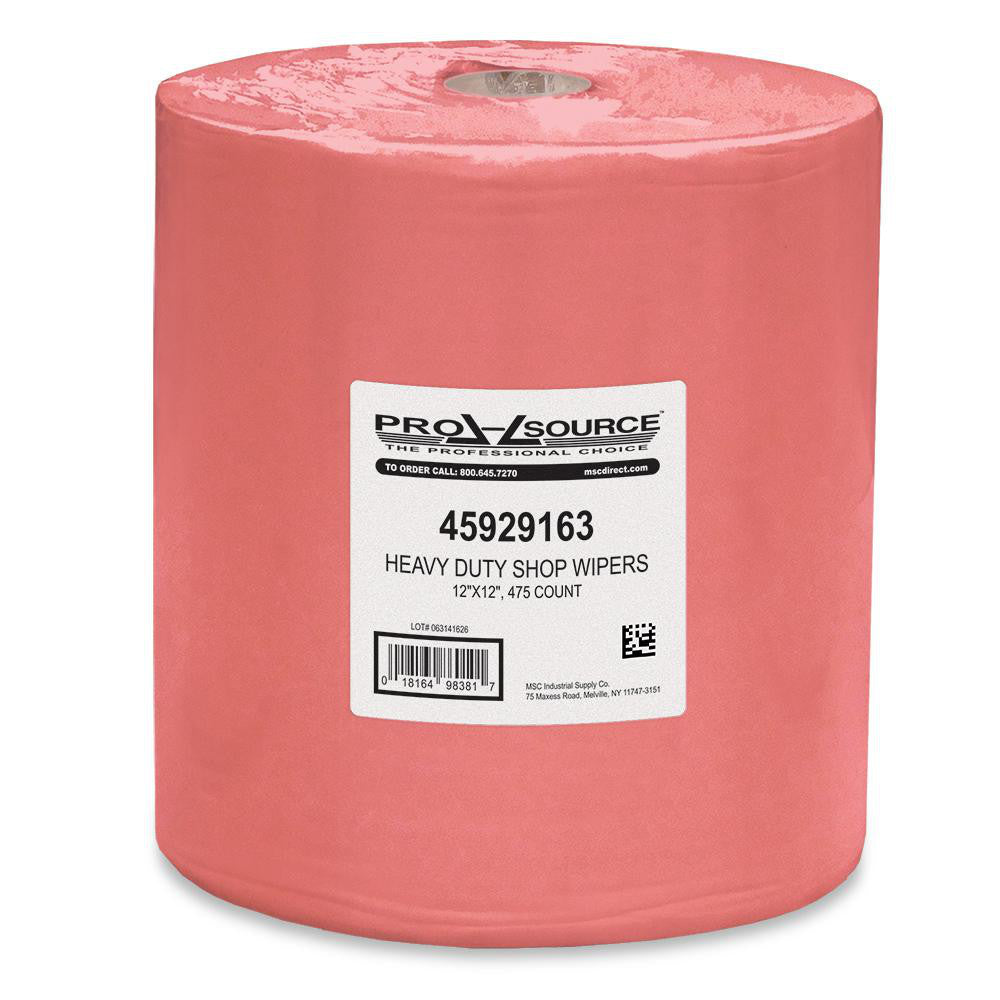 Pro-Source 98381 Heavy Duty Shop Wipe, Dry, Roll, 12" x 12", Red