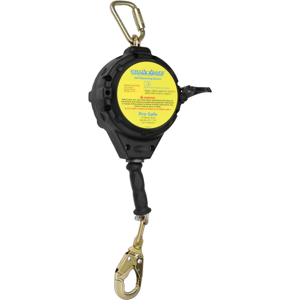 PRO-SAFE PS-CBLM30B Self-Retracting Lifeline 310 lb Capacity, Self-Locking Carabiner