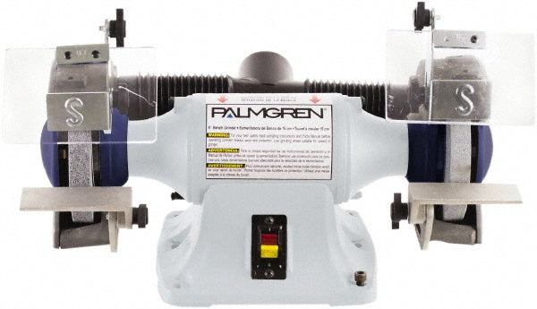 Palmgren 9682062 Bench Grinder 6" Wheel Dia, 1/2" Arbor Hole Dia