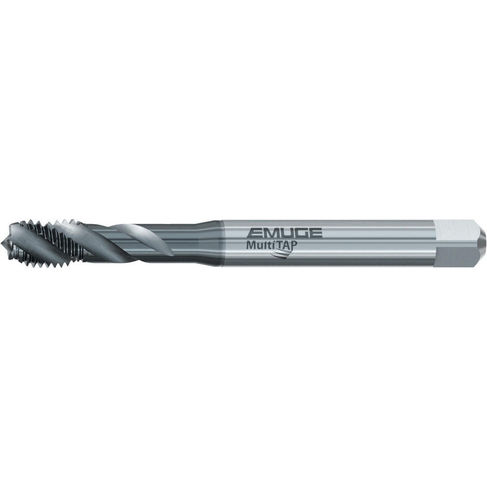 Emuge BU539300.5007 Spiral Flute Tap #10-24, UNC, 3 Flute, Bottoming Chamfer, 2B & 3B Class of Fit, High-Speed Steel-E, TiCN Finish