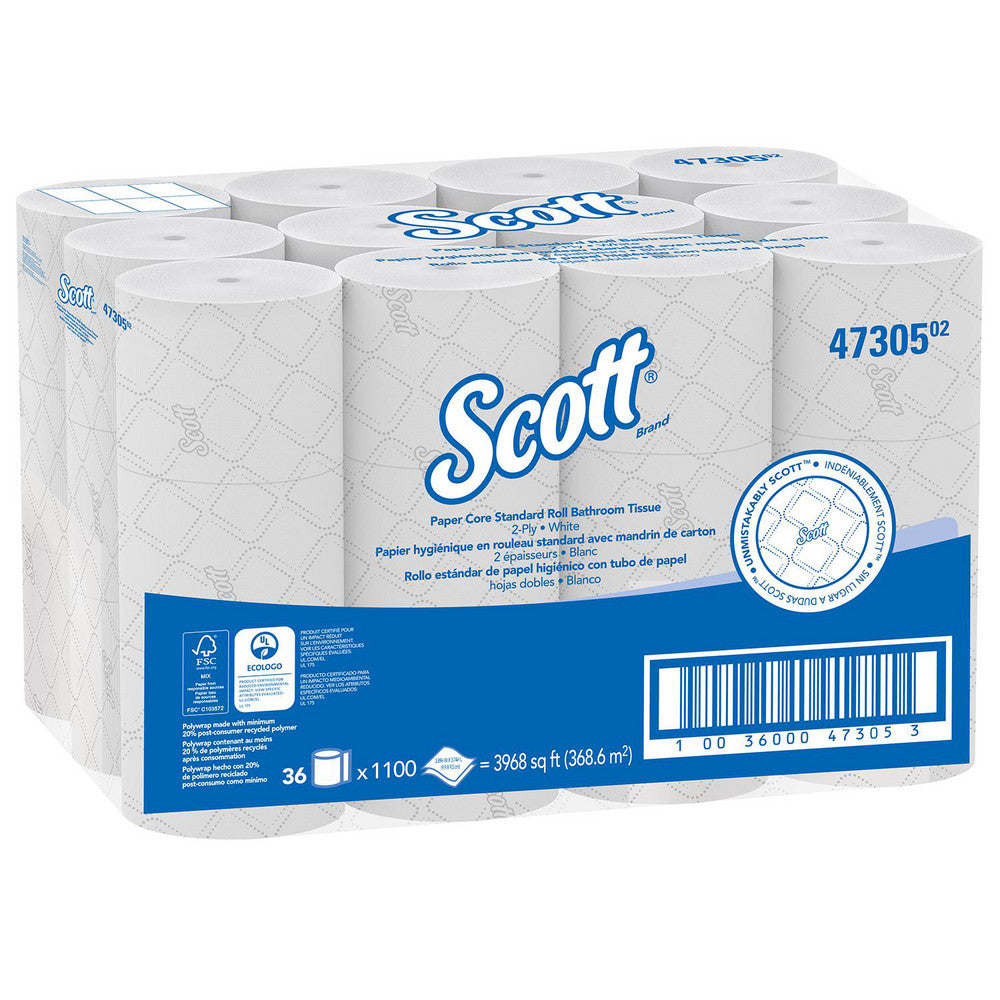 Scott 47305 Bathroom Tissue Recycled Fiber, 2-Ply, White