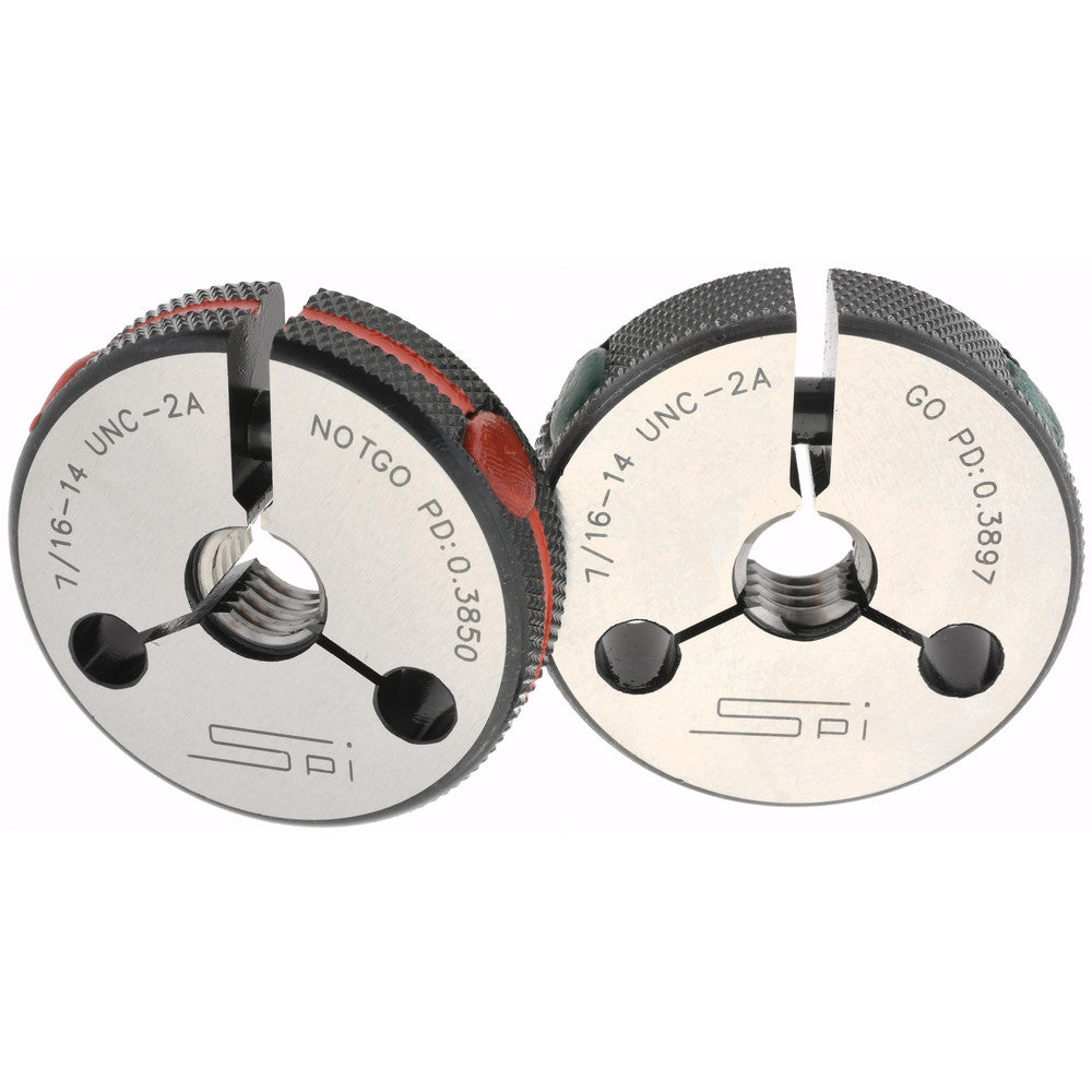 SPI 23-169-6 Threaded Ring Gage 7/16-14 Thread, Class 2A, Go & No Go