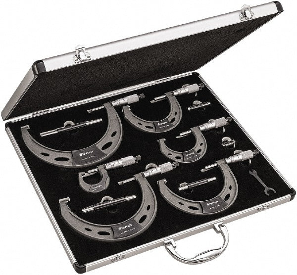 Starrett 72532 Mechanical Outside Micrometer Set 6 Pc, 0 to 6" Measurement
