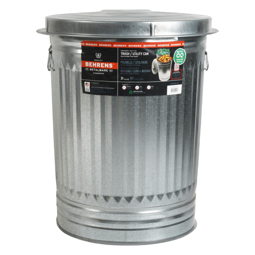 Behrens 1270 Galvanized Trash Can With Lid