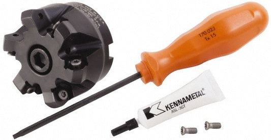 Kennametal 4130430 2" Cut Diam, 3/4" Arbor Hole, 3.23mm Max Depth of Cut, 45&deg Indexable Chamfer & Angle Face Mill