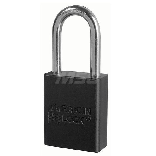 Master Lock A1166BLK Padlock Aluminum, Keyed Different, 1-1/2" Wide, Chrome-Plated