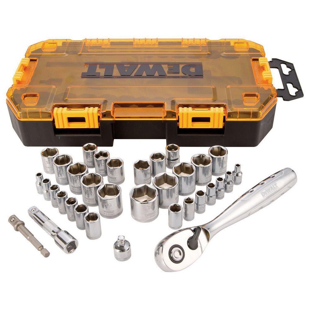 DeWALT DWMT73804 Socket Sets Set Type Standard  System Of Measurement Metric Imperial  Drive Size (Inch) 1/4 3/8  Number Of Points 6  Finish Coating Chrome  Material Steel