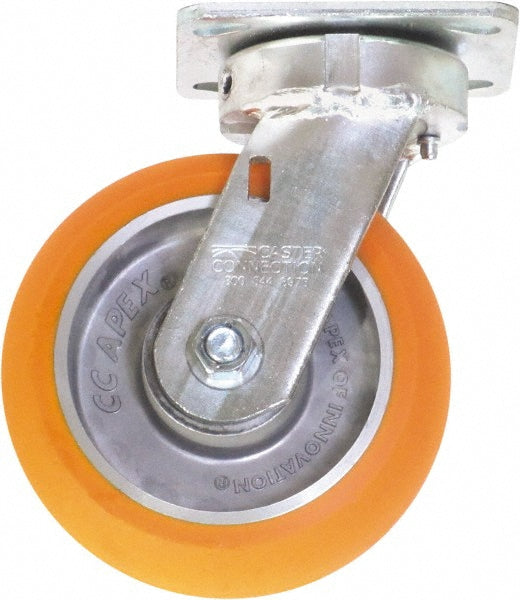 Caster Connection CDP-MSC-21 Swivel Top Plate Caster Polyurethane on Aluminum, 6" Wheel Dia, 2" Wheel Width, 1,000 lb Capacity, 7-1/2" OAH