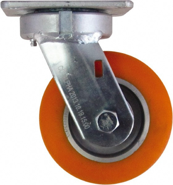 Caster Connection CDP-MSC-19 Swivel Top Plate Caster Polyurethane on Aluminum, 5" Wheel Dia, 2" Wheel Width, 750 lb Capacity, 6-1/2" OAH